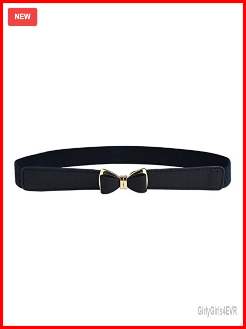 Faux Leather Bow Skinny Elastic Waist Belt Stretchy Thin 1" Wide